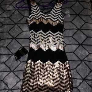 Bebe sequin fringe dress